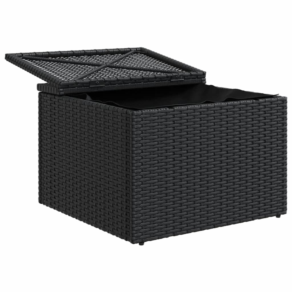 vidaXL Taburete de Jardín con Cojín, Reposapiés con Funda Extraíble, Asiento de Exterior, Taburete para Patio Terraza, Ratán Sintético Negro