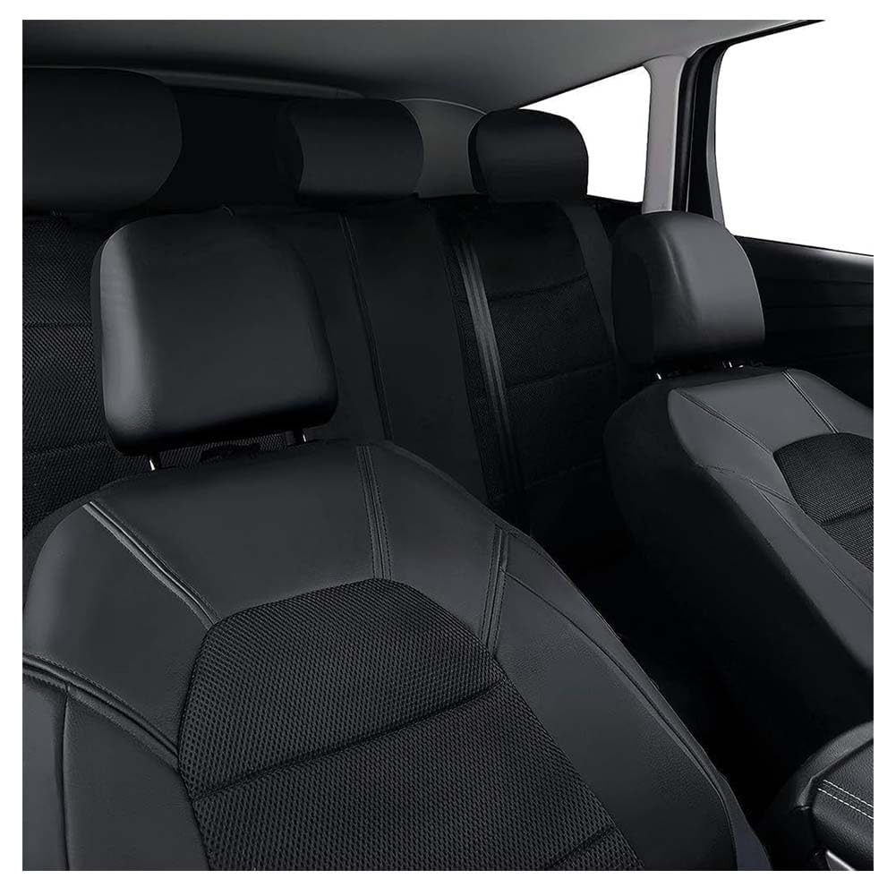 Set Coprisedili Auto per Suzuki Swift 2016-2026, Coprisedili in Pelle E Tessuto Traspiranti Sedili Protezion Coprisedile Antiscivolo Interni Accessori,A/Black-Grey-5 Seats