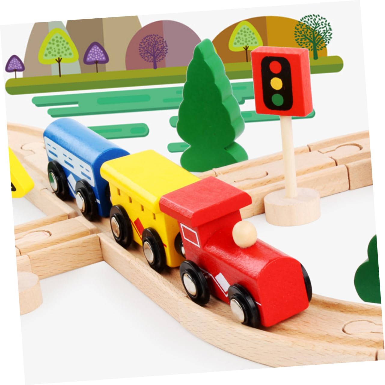 High-Speed Rail Track Train Set, DIY Assembly Kit with Tracks, Train, Signs and Accessories, Educational Building Toy
