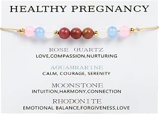 Pingyongchang Healthy Pregnancy Gifts Natural Stone Strength Bracelet for Pregnant Women Mom First Time Gifts, Lucky Yoga Bracelet for Expecting New Mom Essentials