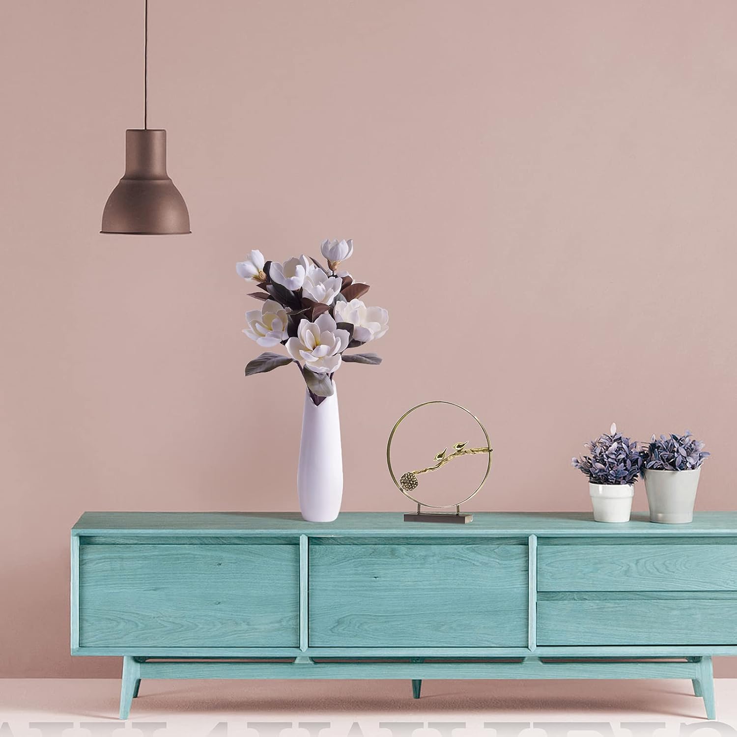 MINYULUA 3Pcs Artificial Magnolia Flowers - 29.5" Long White Magnolia Stem Flower, Faux Wedding Flower Bouquet Vase Floral Arrangement for Table Centerpiece Wedding Holidays Party Home Decor