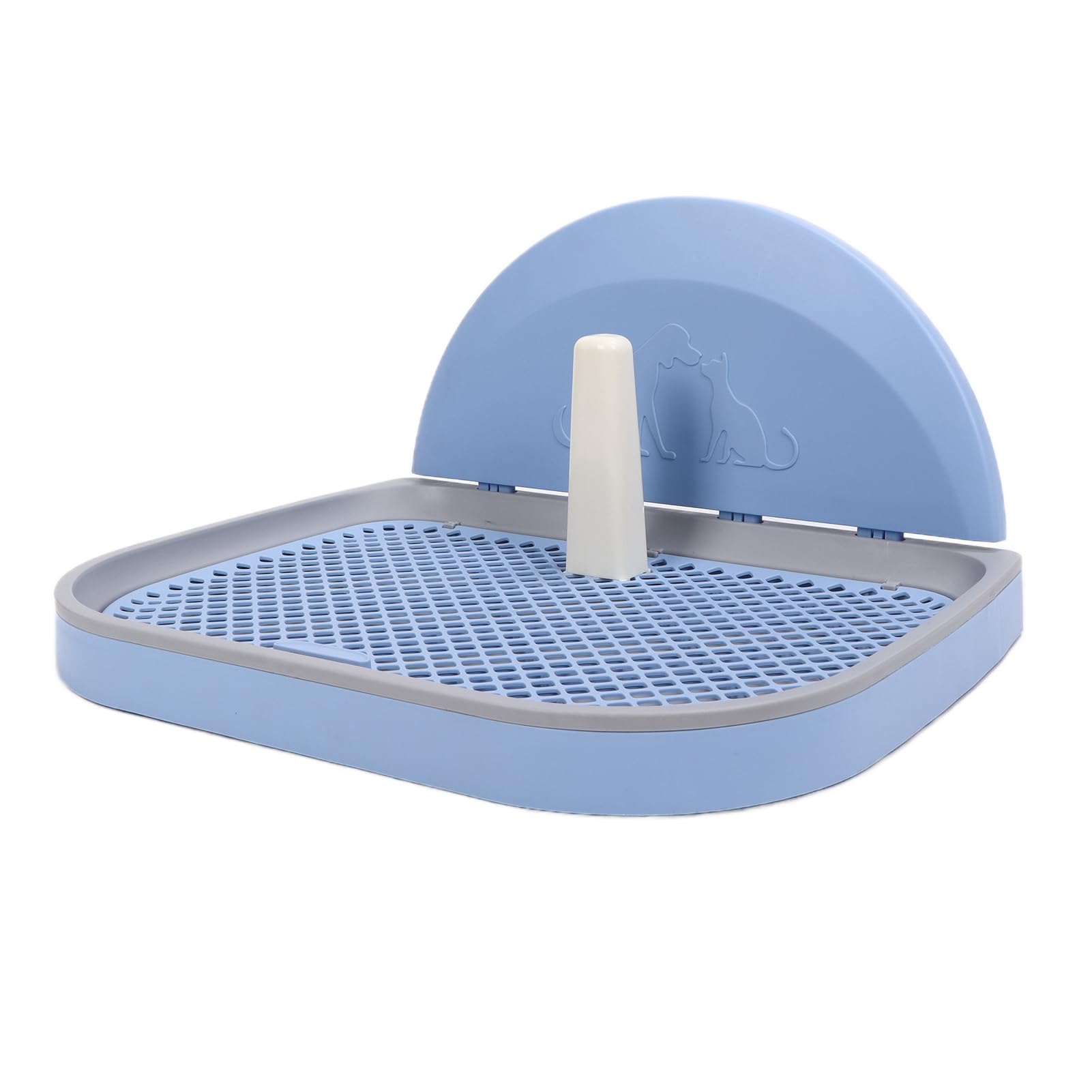 AMONIDA Inodoro para Mascotas, Bandeja Portátil de Malla para Orinal para Perros con Poste Extraíble para Perros Pequeños y Gatos, Plástico Fácil de Limpiar, 22,4 Pulgadas X 17,7 Pulgadas (cielo azul)
