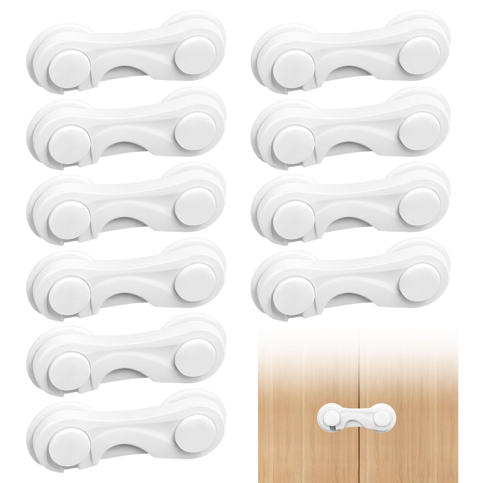 10Pcs Cupboard Locks for Children,Baby Proof Child Safety Cupboard Locks,Plastic Child Locks for Cabinets Drawer Door Fridge Locks for Kids Baby Strong Adhesive Baby Locks for Kitchen Furniture