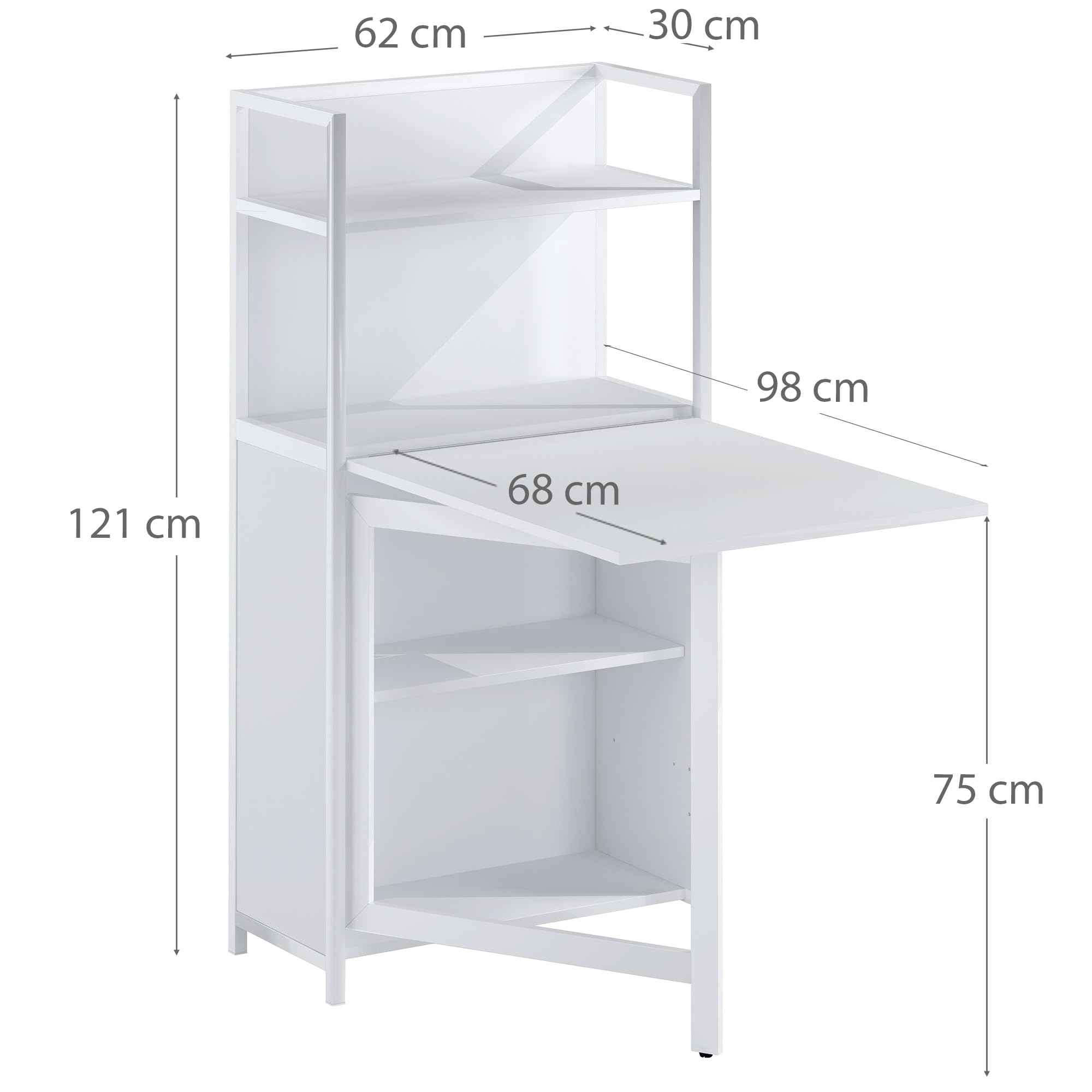 yelloo - Scrivania Salvaspazio Piccola, Scrivania Bianca con Cassetti per Ufficio, Cameretta, Tavolo Scrivania a Muro dal Design Semplice Ideale per Zona Studio e Smart Working (Mod. COMPACT)