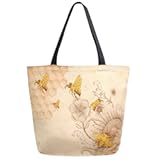 ZzWwR Stylish Canvas Shoulder Tote Bag, Bees Skulls USA Flag Extra Large Handle Bag for Men Women Gym Beach Travel Shopping