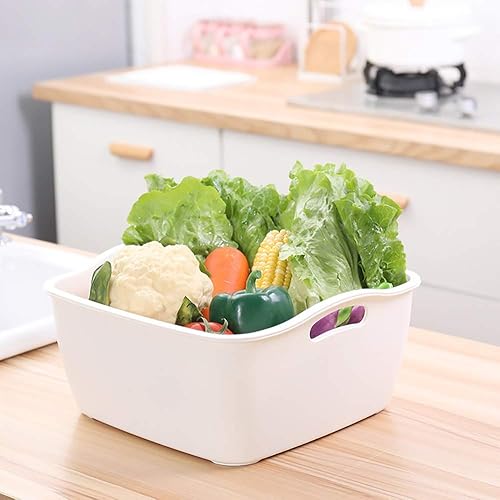 Miniatura 5 de SoarRokt - Juego de colador de cocina 2 en 1, colador de alimentos, cuenco multifuncional de plástico grande y colador (blanco) (A18)