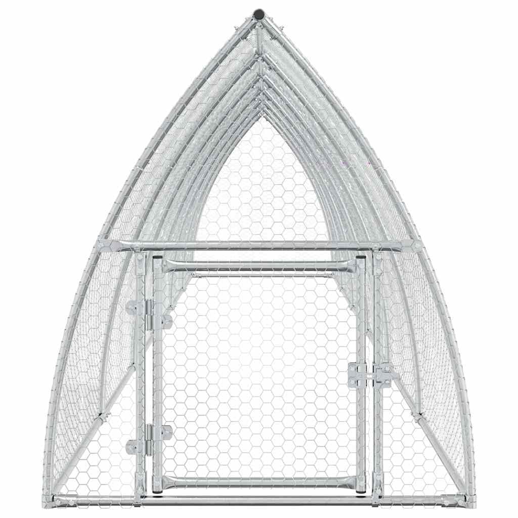Hühnerkäfig Silbern aus verzinktem Stahl 600x105x120 cm mit Schwenktür und Schloss, geräumiges Outdoor Gehege für Kleintiere wie Kaninchen, Hasenstall, Nagerheim, Freilauf und Auslauf