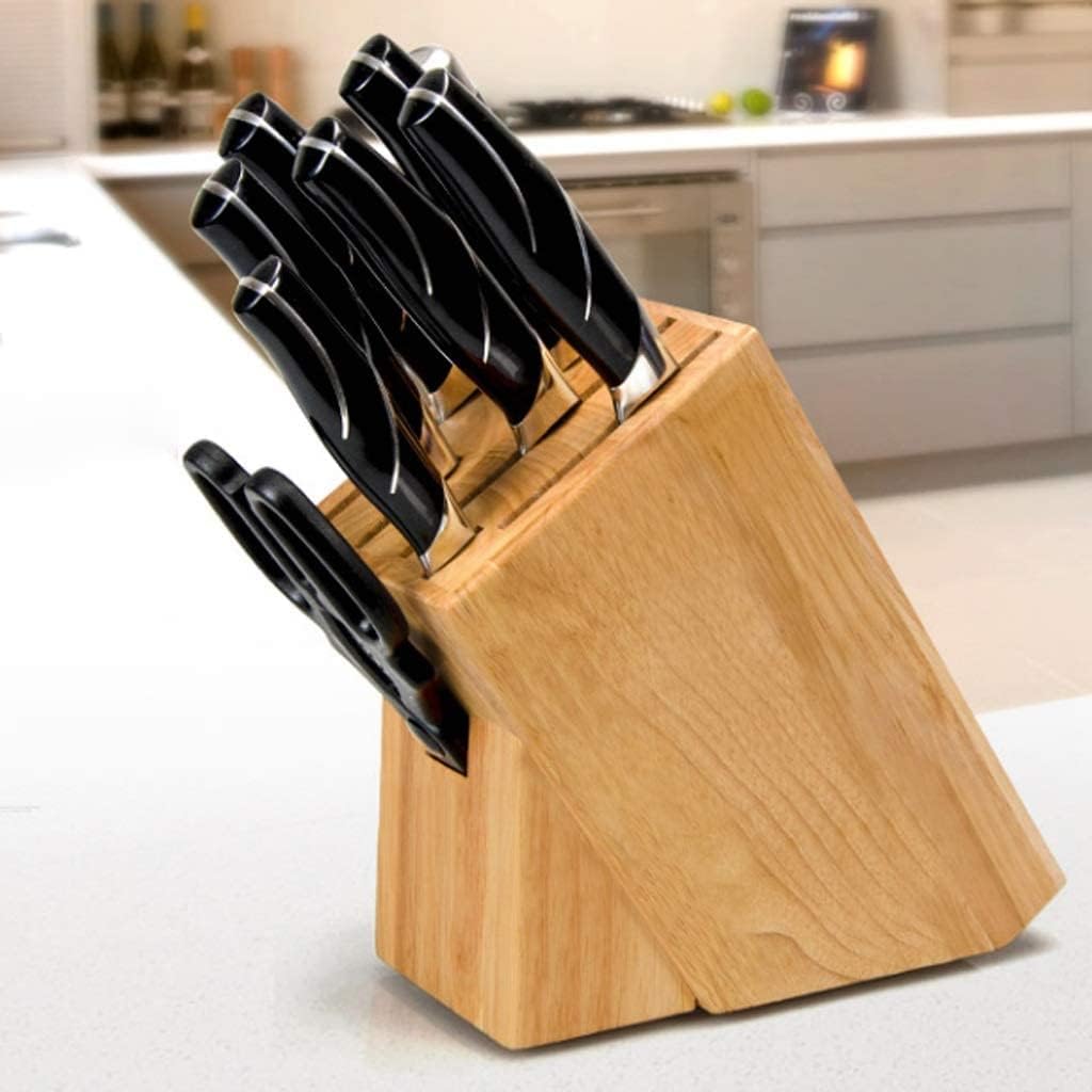 Knife Block Storage Stand Kitchen,Only Selling Cutter Holder,Rubber Wood Ventilation for Chef