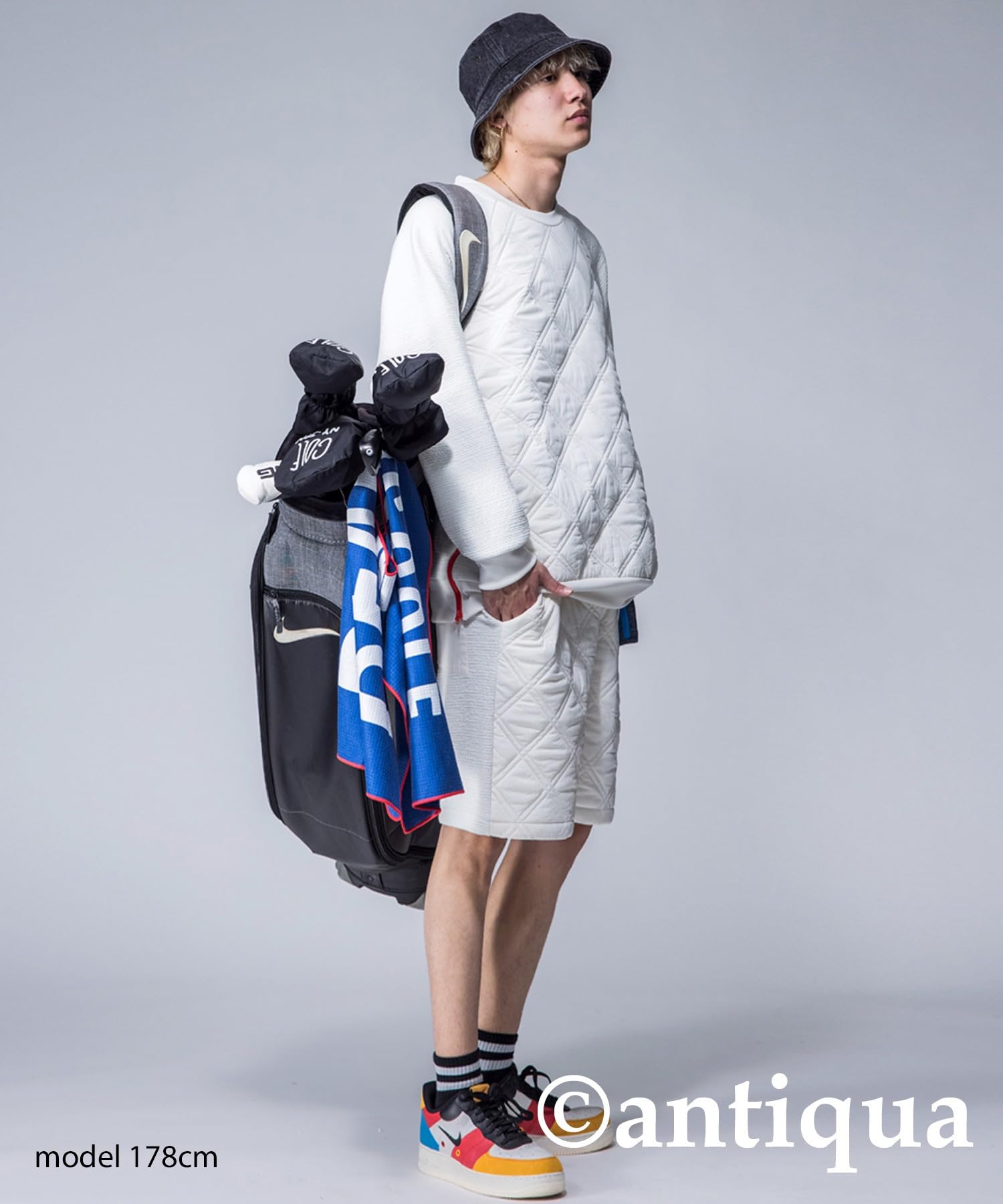 antiqua ANTIQUAGOLF×STCH Men's Quilting Tops AST-00001 F White