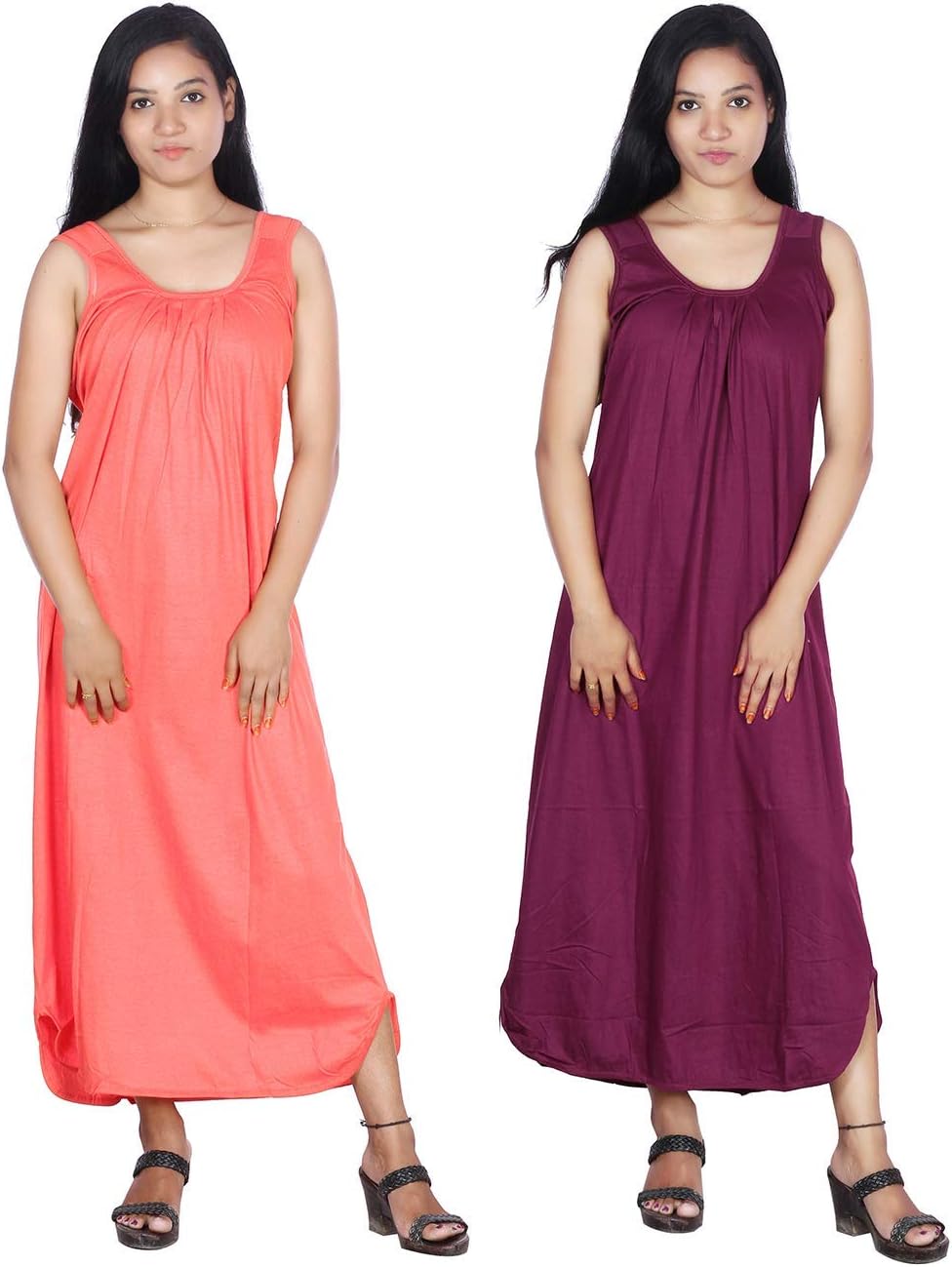 Rylie Women's Cotton Fabric Long Nighty Slip/Chemise - Full Length Camisole for Women - Plus Size Nighty - Kurti Slip