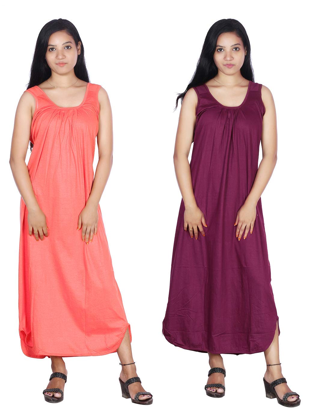 Rylie Women's Cotton Fabric Long Nighty Slip/Chemise - Full Length Camisole for Women - Plus Size Nighty - Kurti Slip