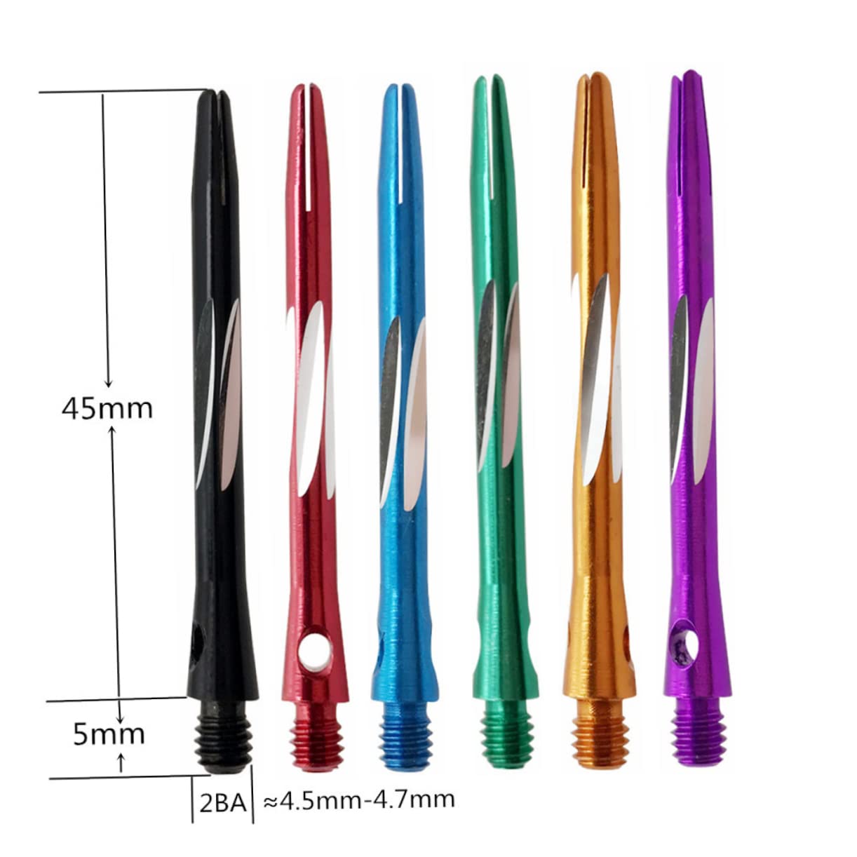 Milisten Smooth Surface Shafts 6pcs Alloy Professional Set Stems 2ba Thread Length 48mm Black Red Blue Green Purple Golden