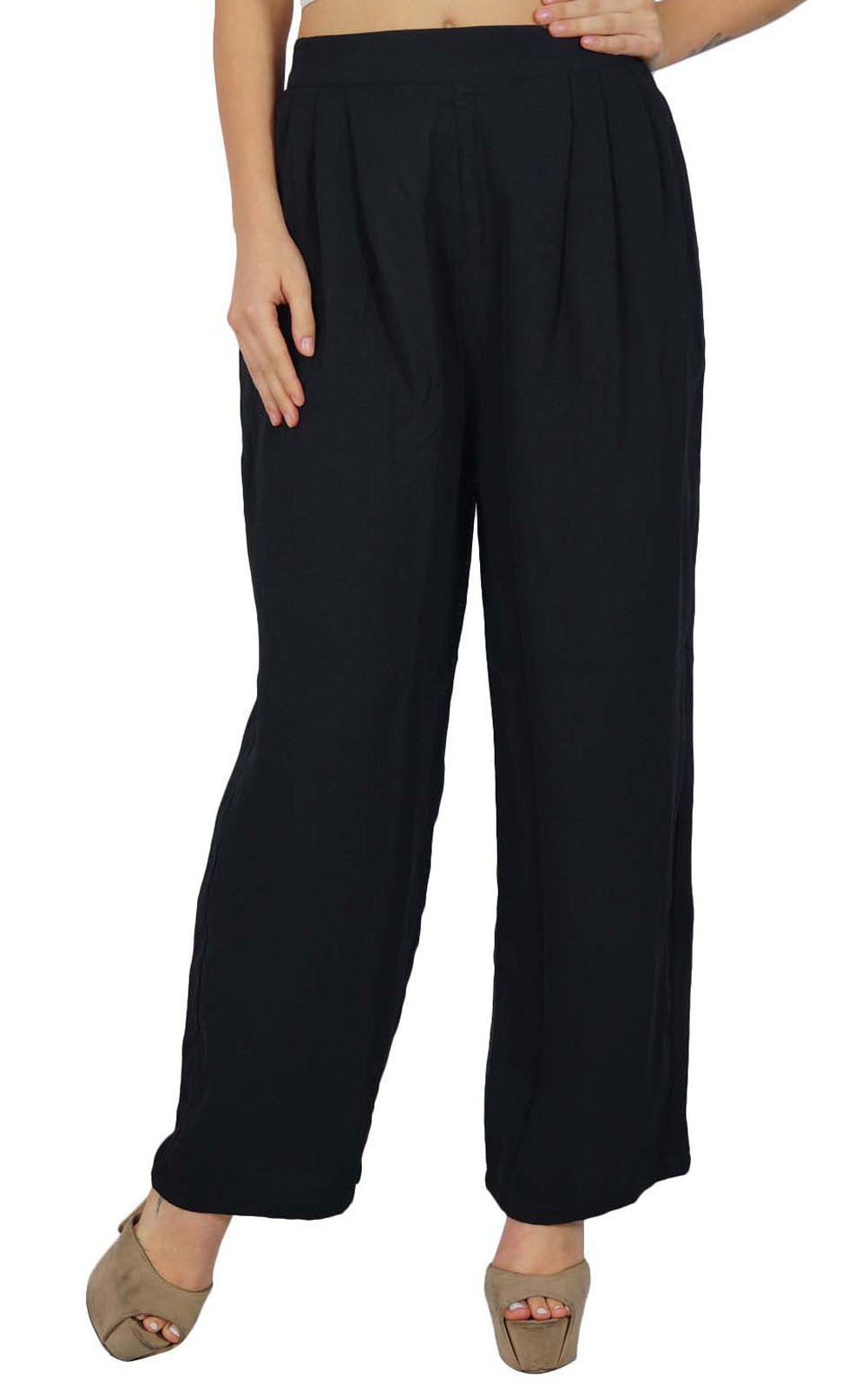 Bimba Casual Summer Georgette Palazzo Pants for Womens Elastic Waist Full-Length Pajamas