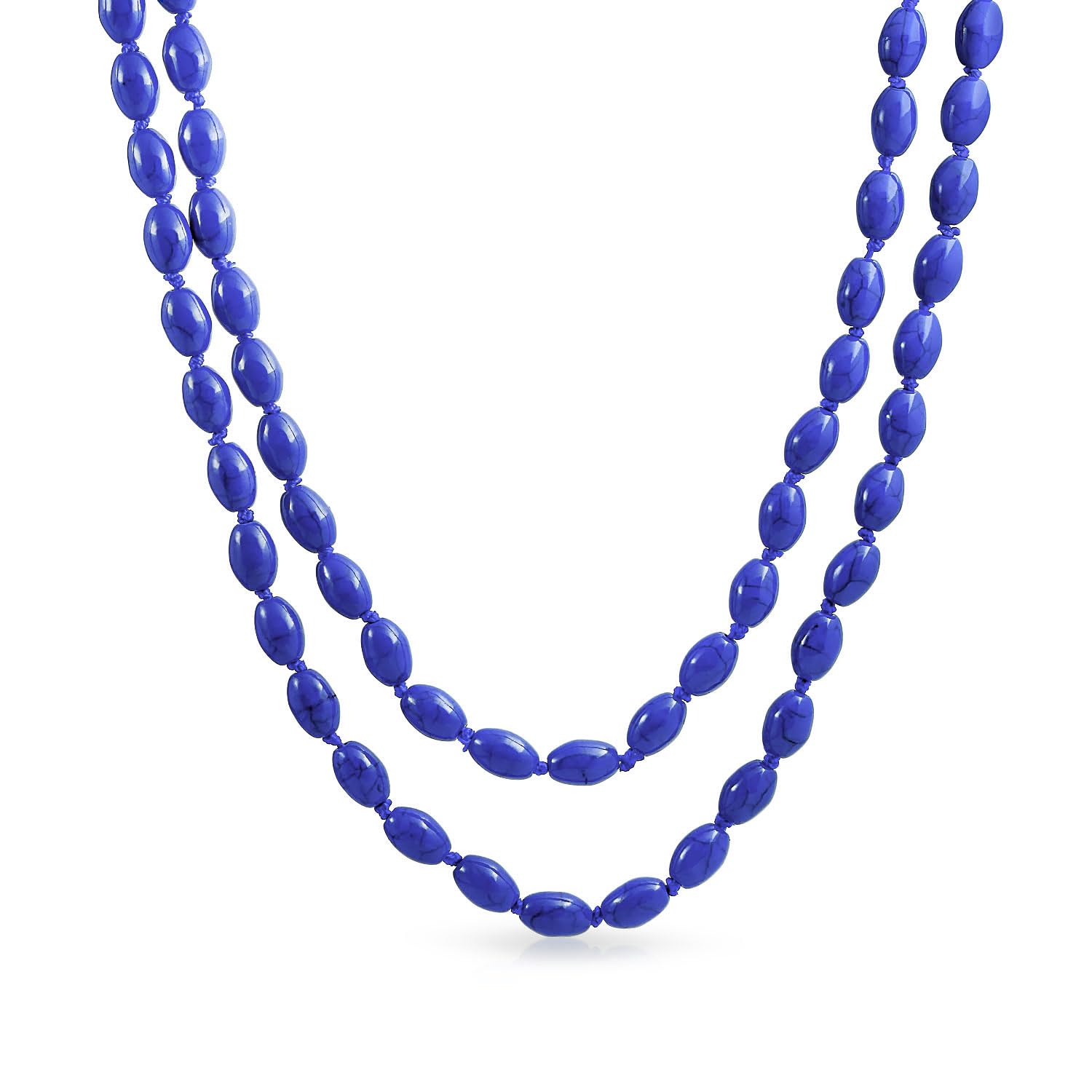 Extra Largo Sin Fin De Envoltura De Capas De Semillas De Abalorios De Forma Ovalada Púrpura Rojo Azul Turquesa Simulado Collar De Piedras Preciosas Joyas Occidental Para Las Mujeres De 50 Pulgadas