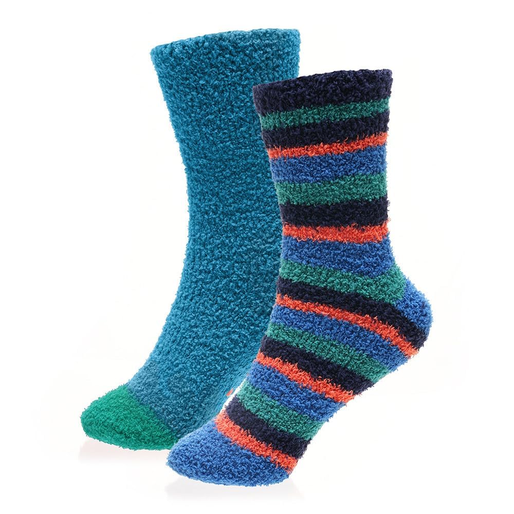 GM Apparel Lot de 4 paires de chaussettes moelleuses pour garçons - Antidérapantes - Chaussettes de lit - Super douces et pelucheuses - Thermiques confortables - Bandes