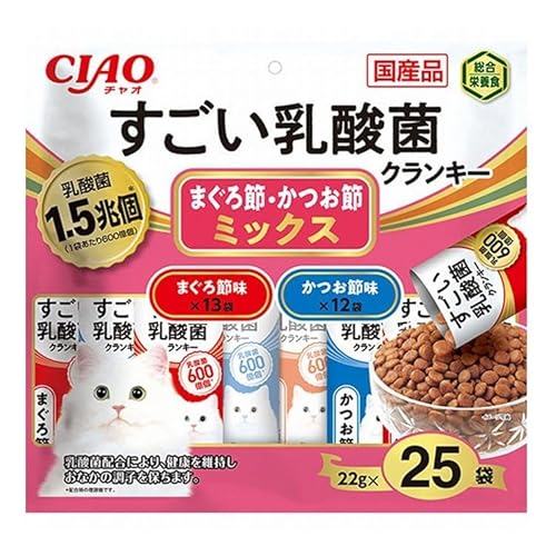 【2個セット】 いなばペットフード CIAO すごい乳酸菌クランキー まぐろ節・かつお節ミックス 22g×25袋のサムネイル