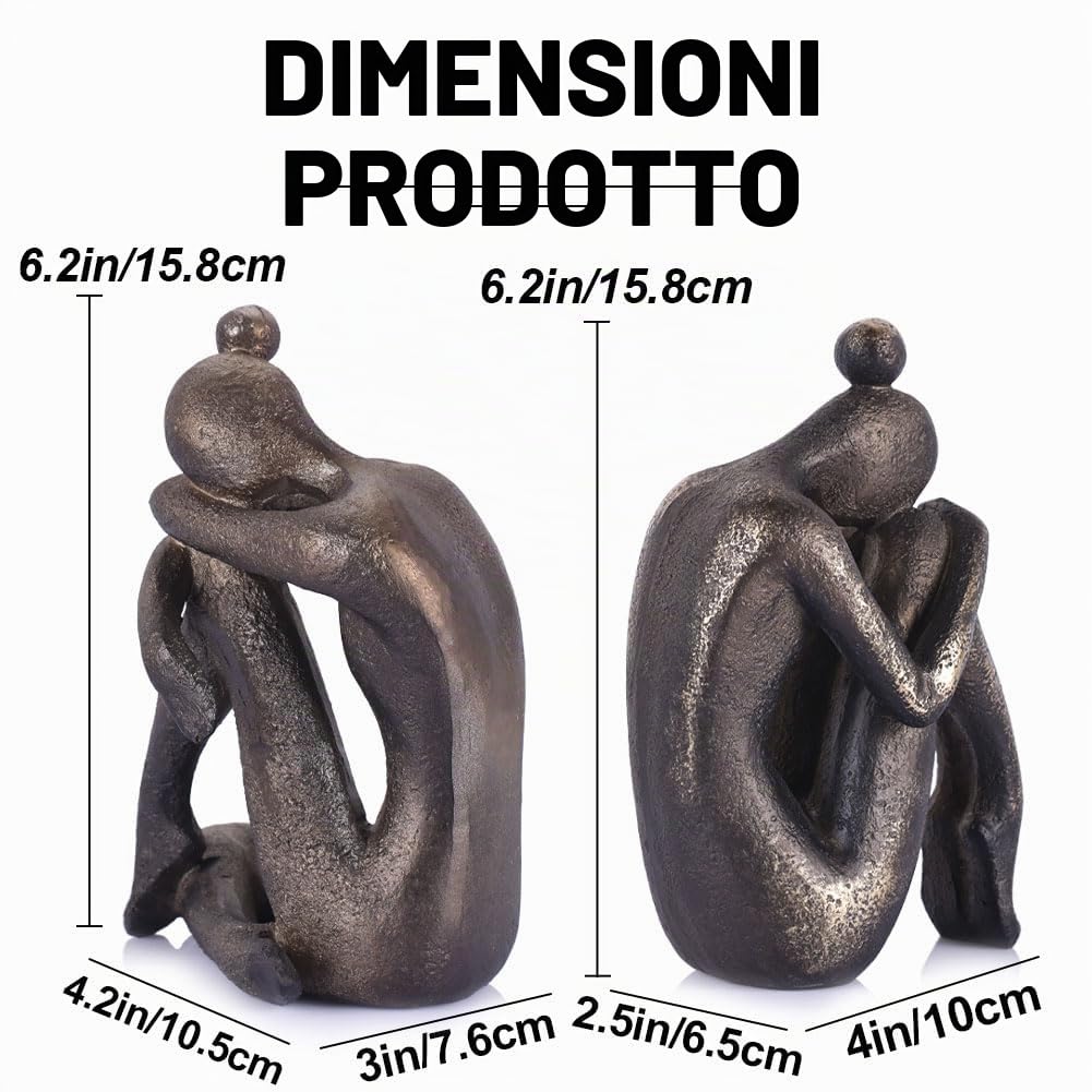 Set di 2 Fermalibri Decorativi Unici con Ragazza Pensante, Fermacarte in Resina Pesante Antiscivolo, Supporti per Libri Moderni per Scrivania da Ufficio, Soggiorno, Studio, Decorazioni per Scrivania