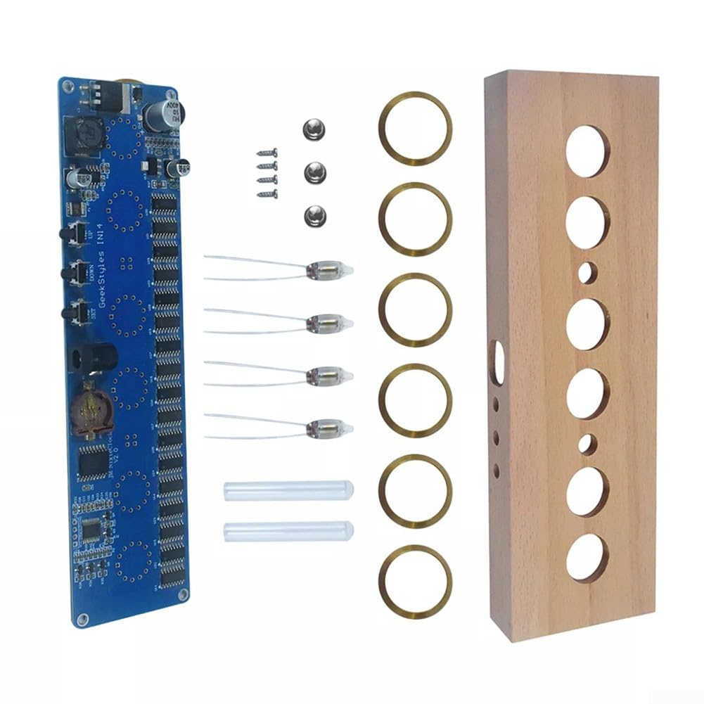 Horloge tube à 6 chiffres IN14 Nixie Clock Kit de bricolage électronique à monter soi-même, horloge tube Nixie LED, cadeau créatif pour enfants, amis, interrupteur 12/24 heures