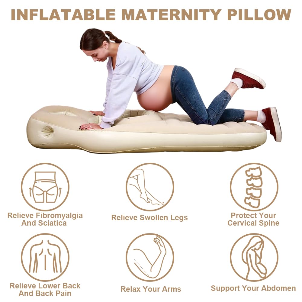 Cousin de Grossesse pour Dormir, Matelas Gonflable pour Femme Enceinte avec Trou, Pregnancy Pillow en PVC Floqué épaississant pour S'allonger