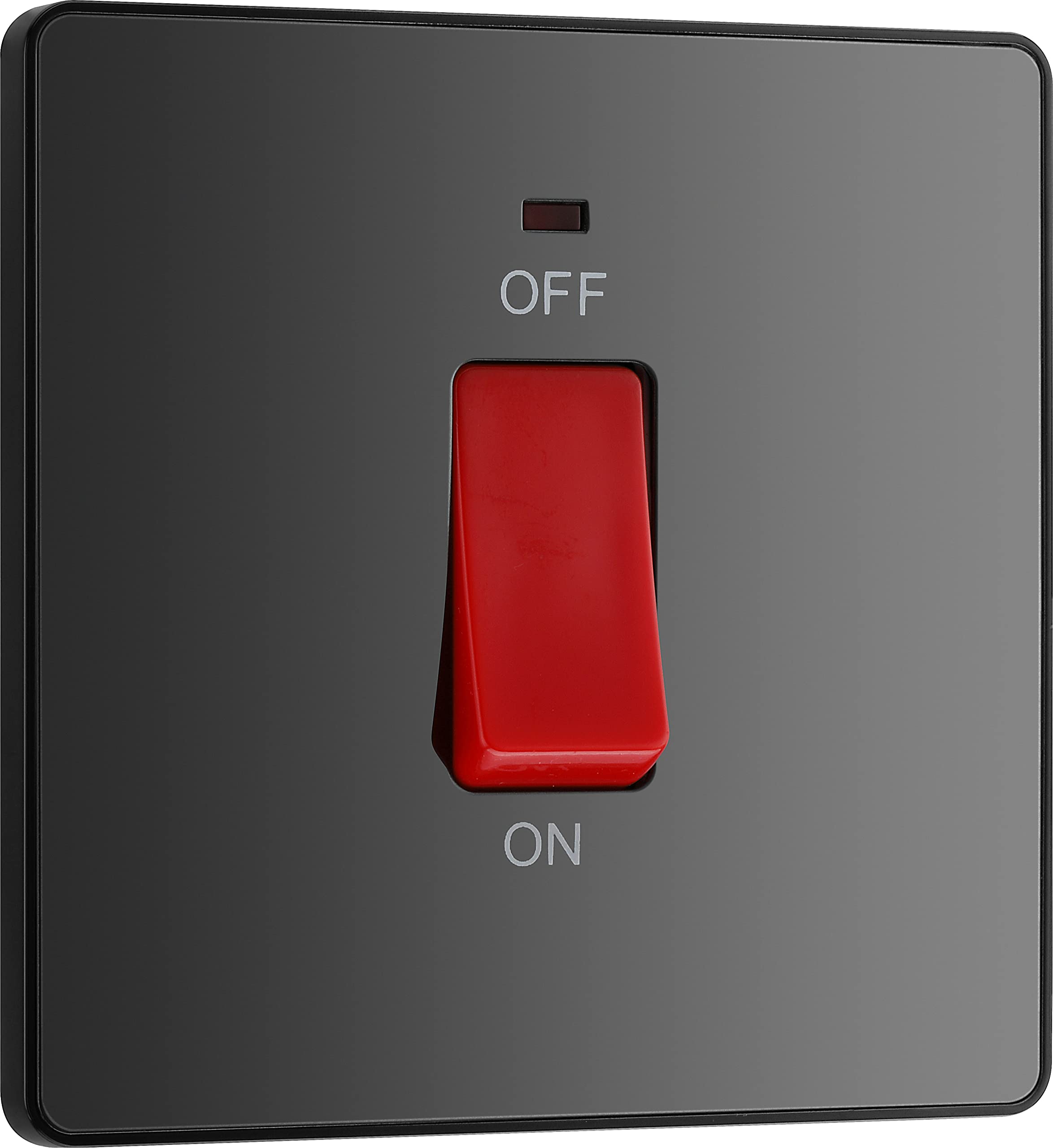 British General Black Chrome Bg Electrical Cooker Control Switch Unit With Led Power Indicator, Single Plate, Double Pole, Screwless, Evolve, 45A, Pcdbc74b