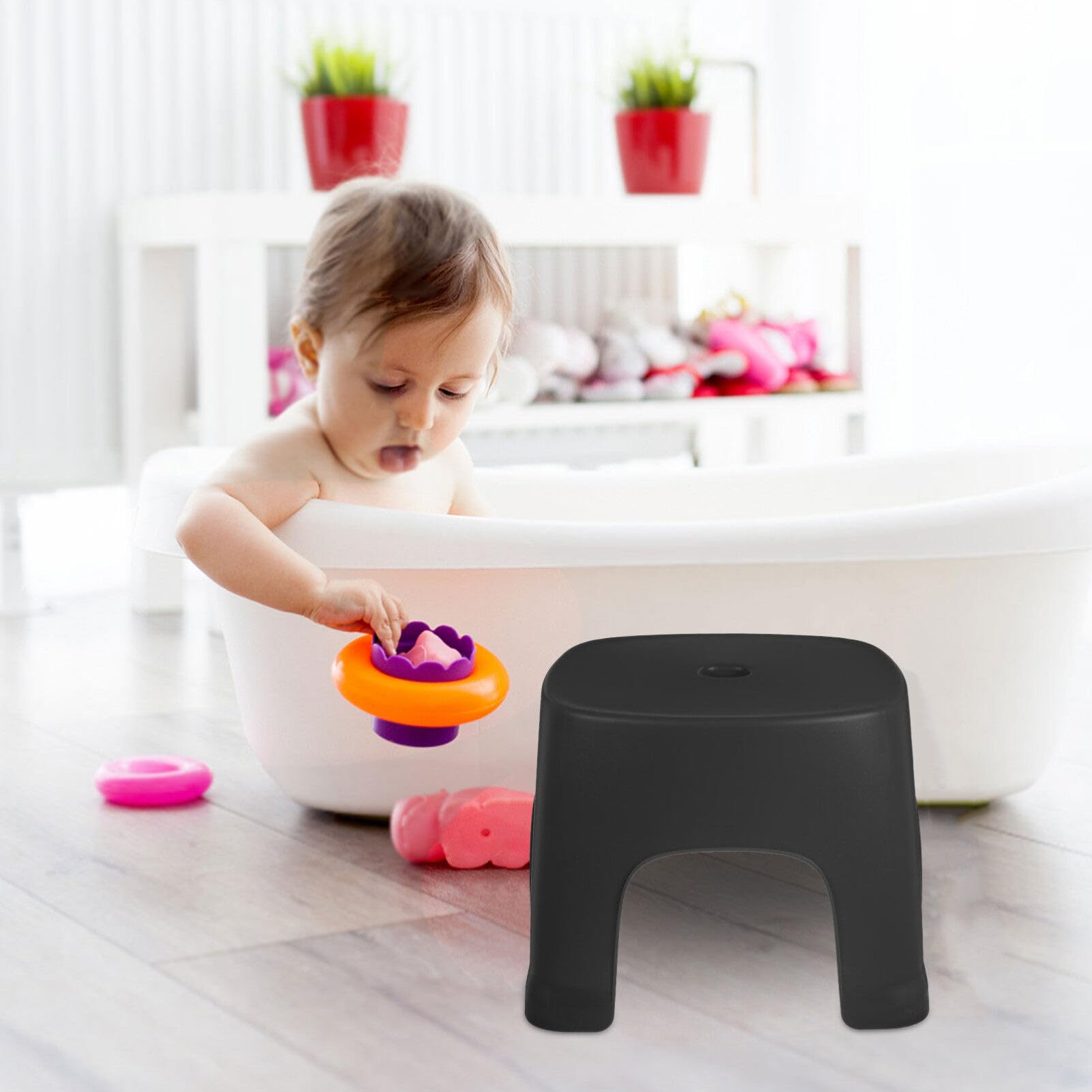 Sgabello da Bagno in Pvc Nero Stabile e Solido per Piedi Supporto per Posizione Naturale Squat, per Uso Quotidiano in Bagno e Casa
