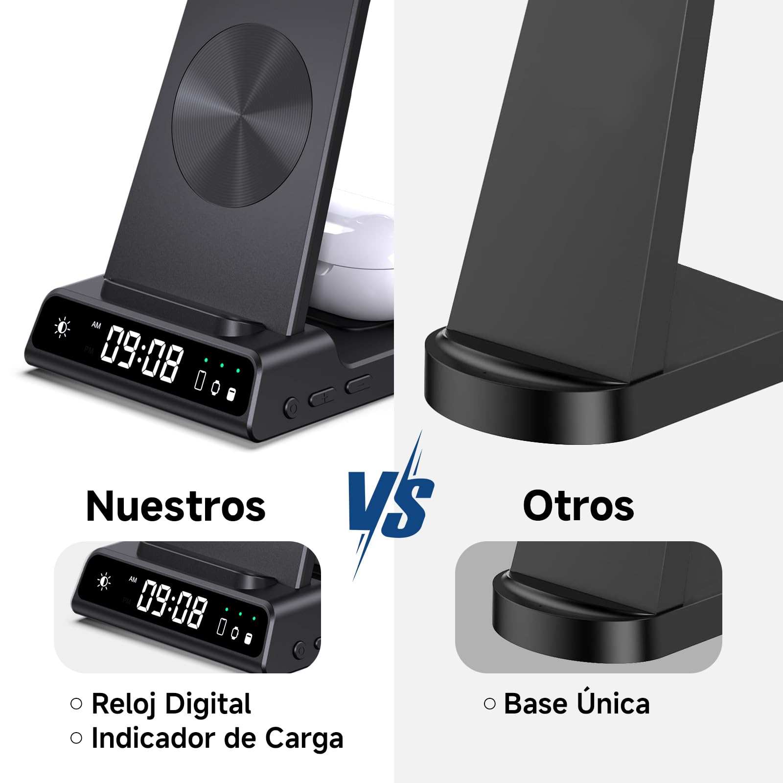 Cargador Inalámbrico para Samsung S26 Ultra, Estación de Carga Inalámbrica 3 en 1 para Galaxy S26+/S25 Ultra/S24/S23/Z Flip 7/Fold 6, Base de Carga para Galaxy Watch 8/Ultra/7/6, Buds 3 (No Adapter)