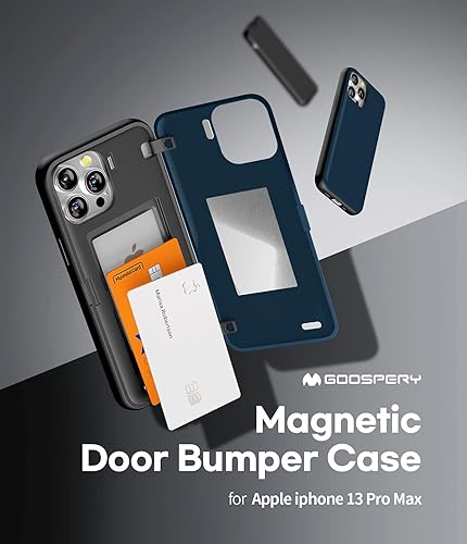 Miniatura 2 de GOOSPERY Parachoques magnético para puerta compatible con iPhone 13 Pro Max, funda tipo cartera con tarjeta, cierre automático de fácil imán, doble