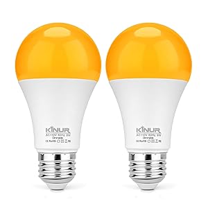 KINUR LED Amber Dimmable Light Bulbs, A19, 9W, 1800K, E26 Base, 60W Equivalent, Amber Soft Light Bulbs Warm Night Light for Bedroom, Healthy Sleep, Baby Nursery Light 2 Pack