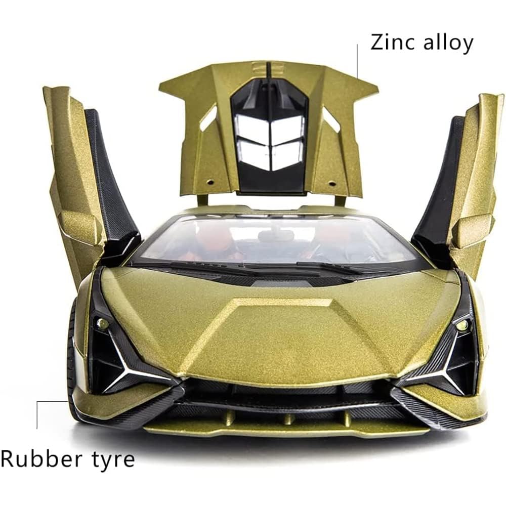 DUWOL New 1:24 Sian Diecast Alloy Metal Pull Back Car with Openable Doors Music Sound and Light Vehicle Toy Car for Kids Boys (Multicolor) 1