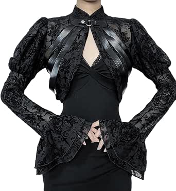 Y2K Victorian Crop Shrug Top - Gothic Puff Sleeve Bolero For Women, Rave, Bridal & Retro Outfits