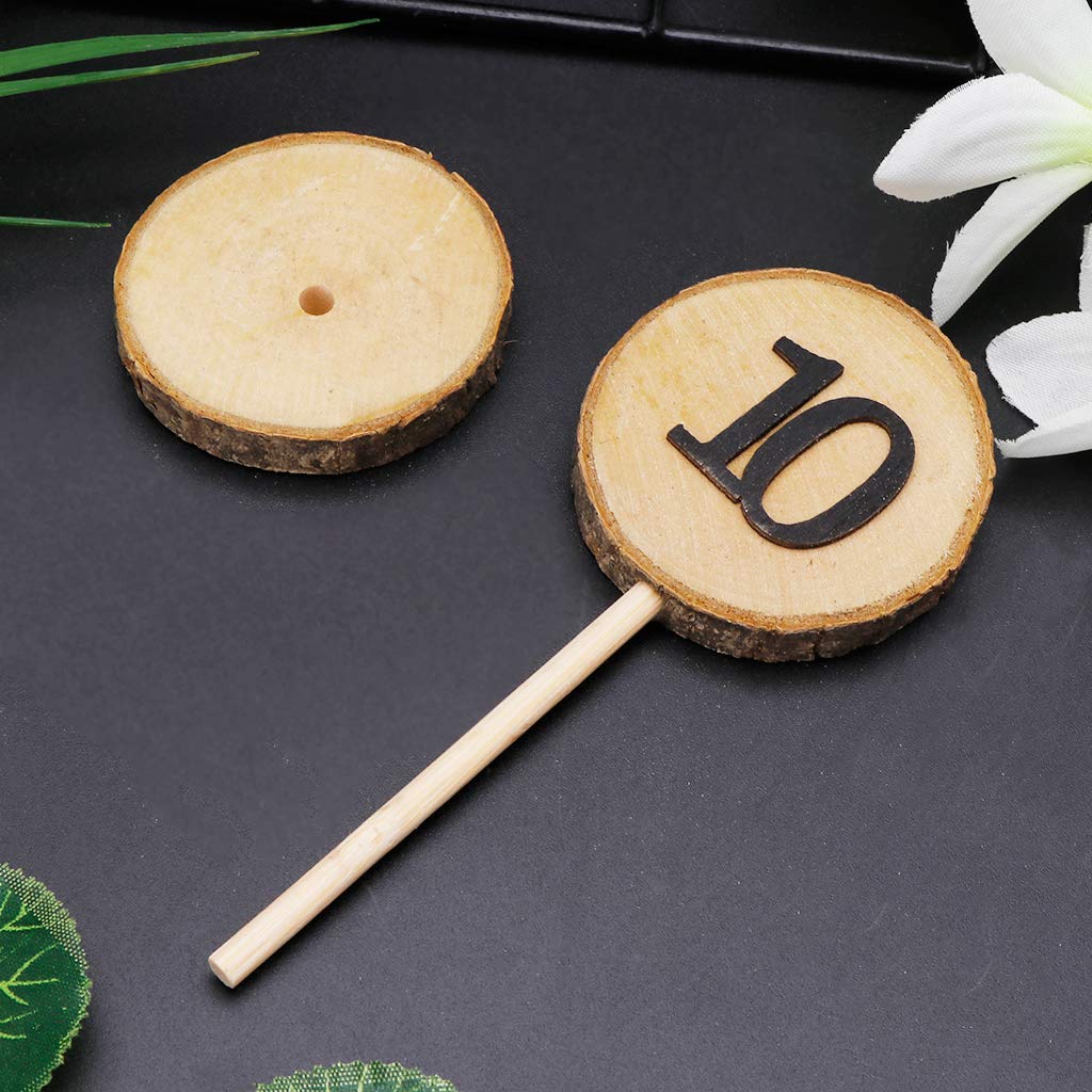 1-10 Numeri di Tavolo in Legno Rustico Fette Stick Base Sedili Carte Decor Decorazioni per Feste di Matrimonio retrò