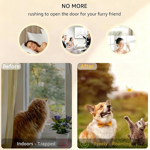 Miniatura 7 de beeNbkks Puerta de gato para ventana, se adapta a ventanas horizontales de 32.5 a 37.5 pulgadas de ancho, marco de aluminio, puerta de ventana de