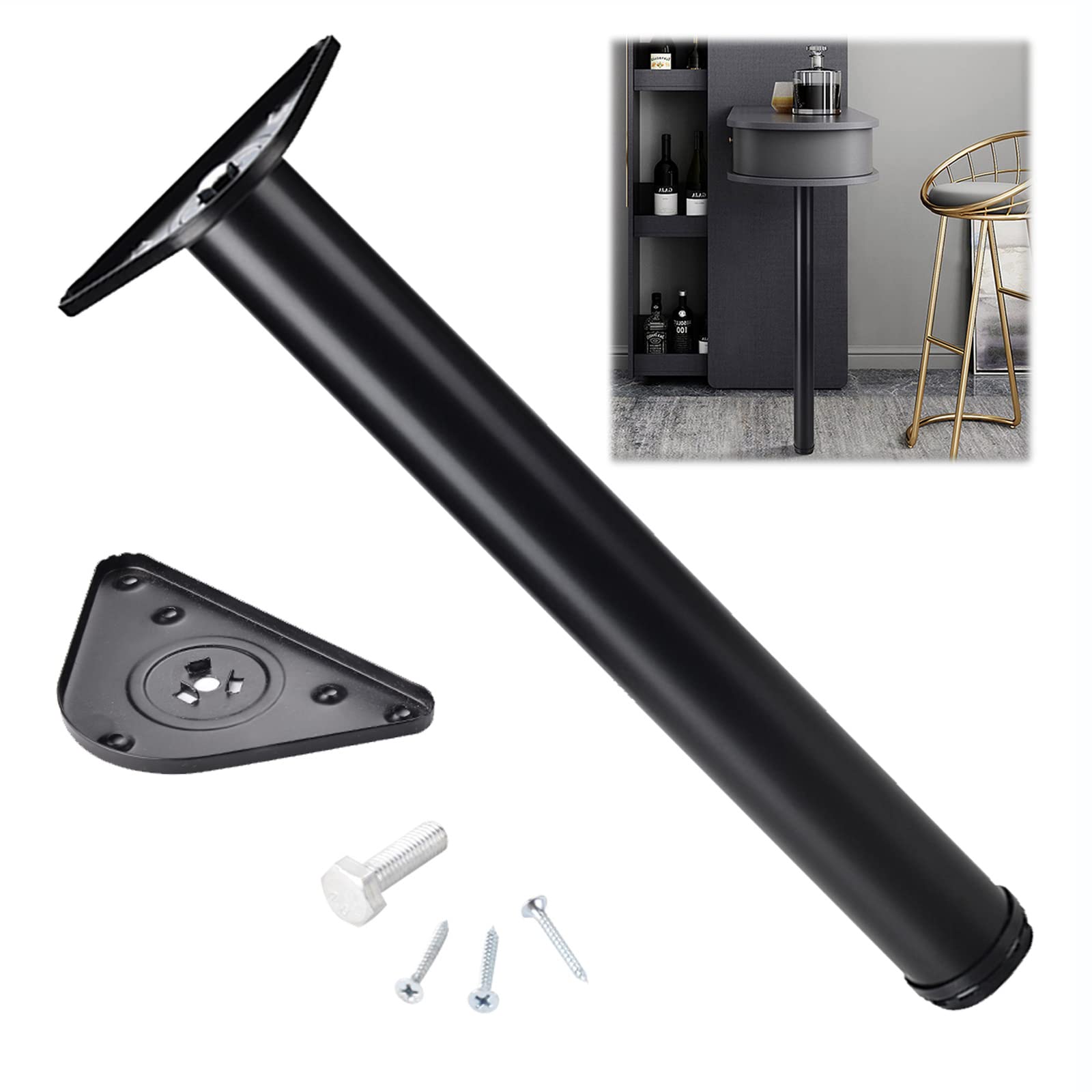 Adjustable Black Table Legs Metal Furniture Feet Cabinet Legs Desk Legs Bar Table Legs Aluminum Alloy Replacement Feet for Modern Furniture