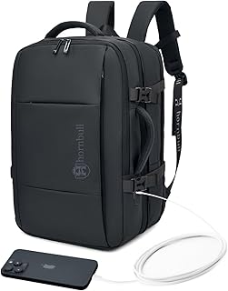 hornbull Washington Black Backpack 42L Office Travel 17 inch Laptop Backpack 3 in 1 Expandable & Convertible USB & Type-C Port Water-resistant Multi Compartment Overnight Backpack for Men and Women-picture-22