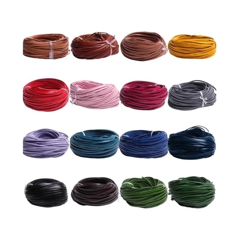 Skórzany sznurek DIY biżuteria 2 metry wielokolorowy 3-10mm szerokość(Dark Brown,5mm)