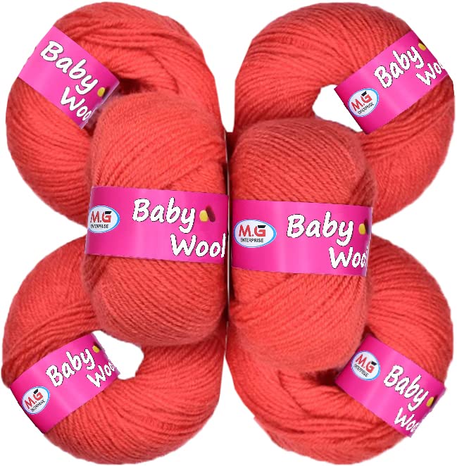 Image of M.G Enterprise Baby Wool for Knitting - Soft Light (Pack of 6) | 100% Soft 4 ply Acrylic Wool | Fingering Crochet Hook Yarn | Art & Craft | Needle Thread for Crafting | 25g Each