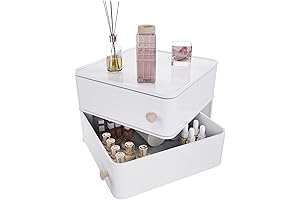 2 Pack Stackable Makeup Organizer Storage Drawers