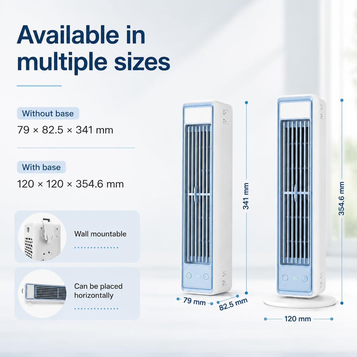 Tragbare Klimaanlage für Schlafzimmer,Luftkühler Wasserkühlung Geräuscharm | Mobiler Luftkühler,Ventilator ohne Flügel mit Nachtmodus,5 Geschwindigkeiten,Zuhause,Wohnbereich,Büro (blau)