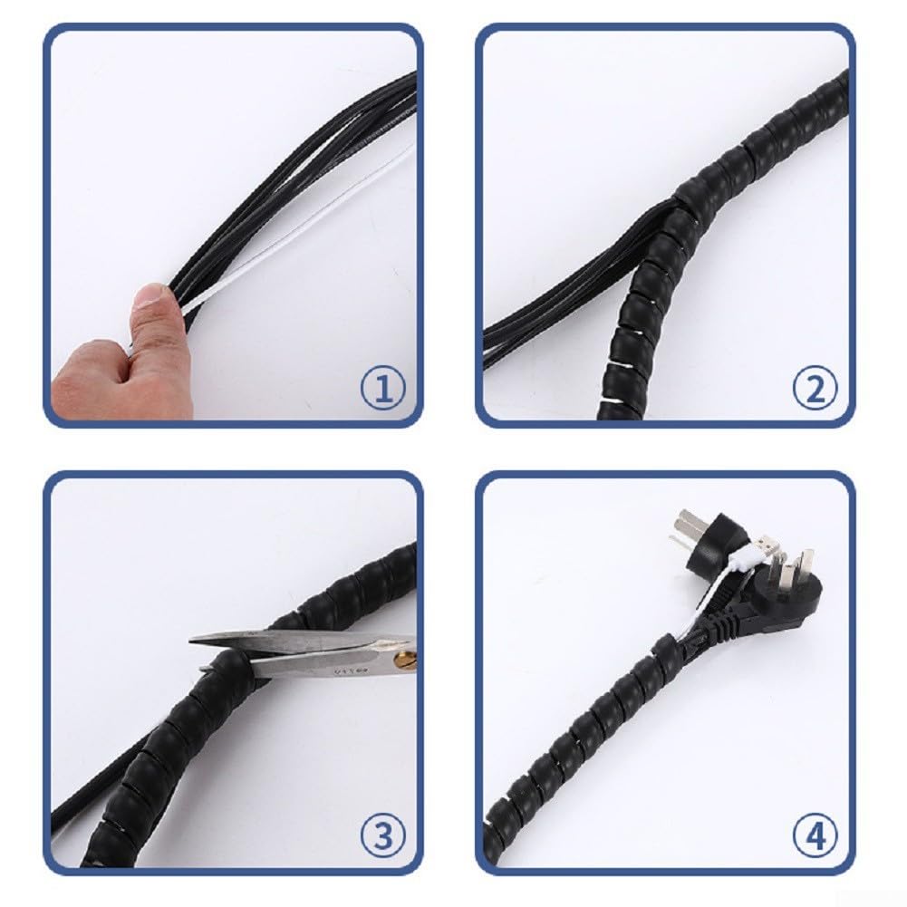 Manguera protectora de alambre enrollada espiral D20mm Tubo de gestión de cables 25M Negro PP Material para organizar cables eléctricos Mangueras hidráulicas