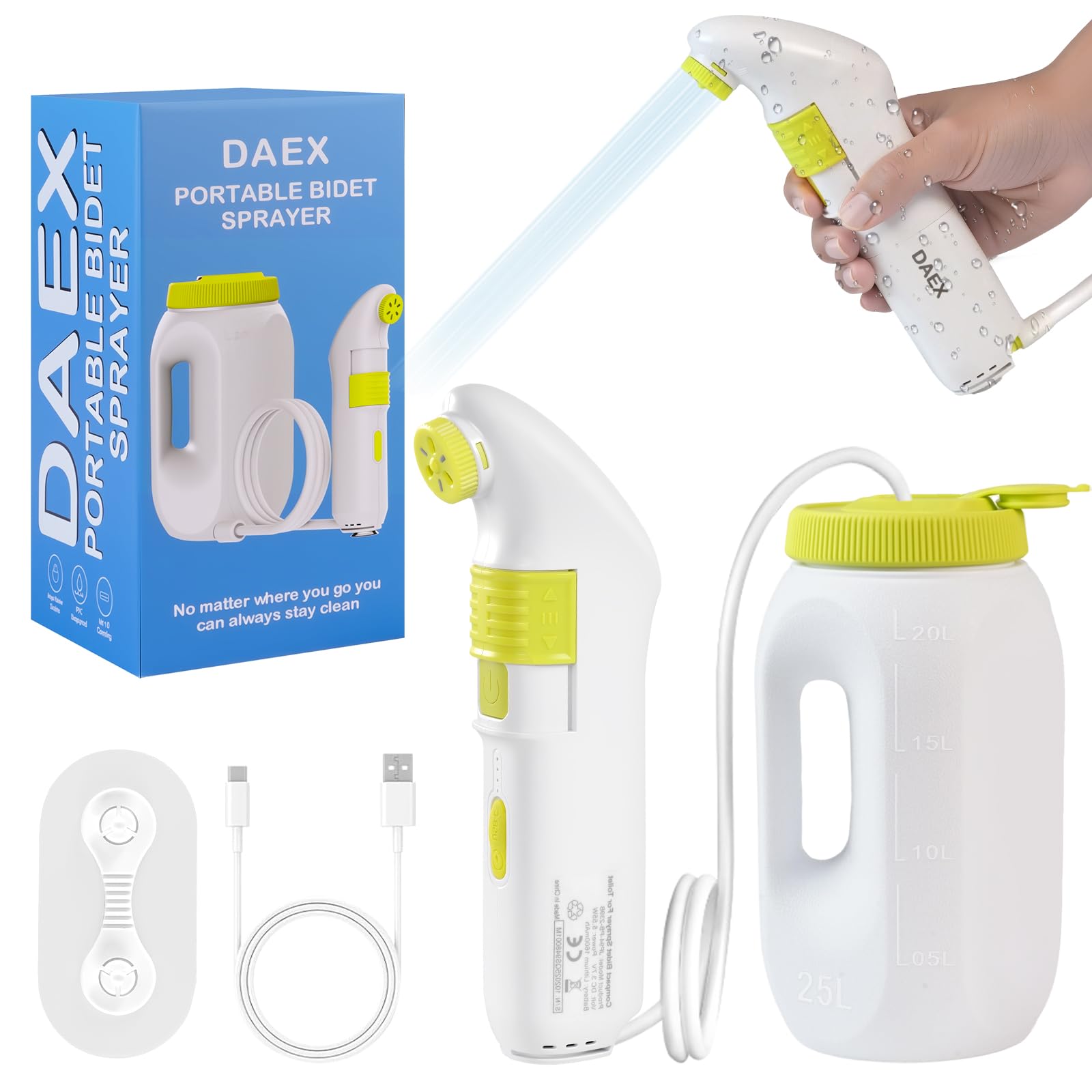 Portable Bidet for Travel Handheld Electric Bidet Sprayer with 2 5L Water Bottle for Waterproof Handheld Sprayer for
