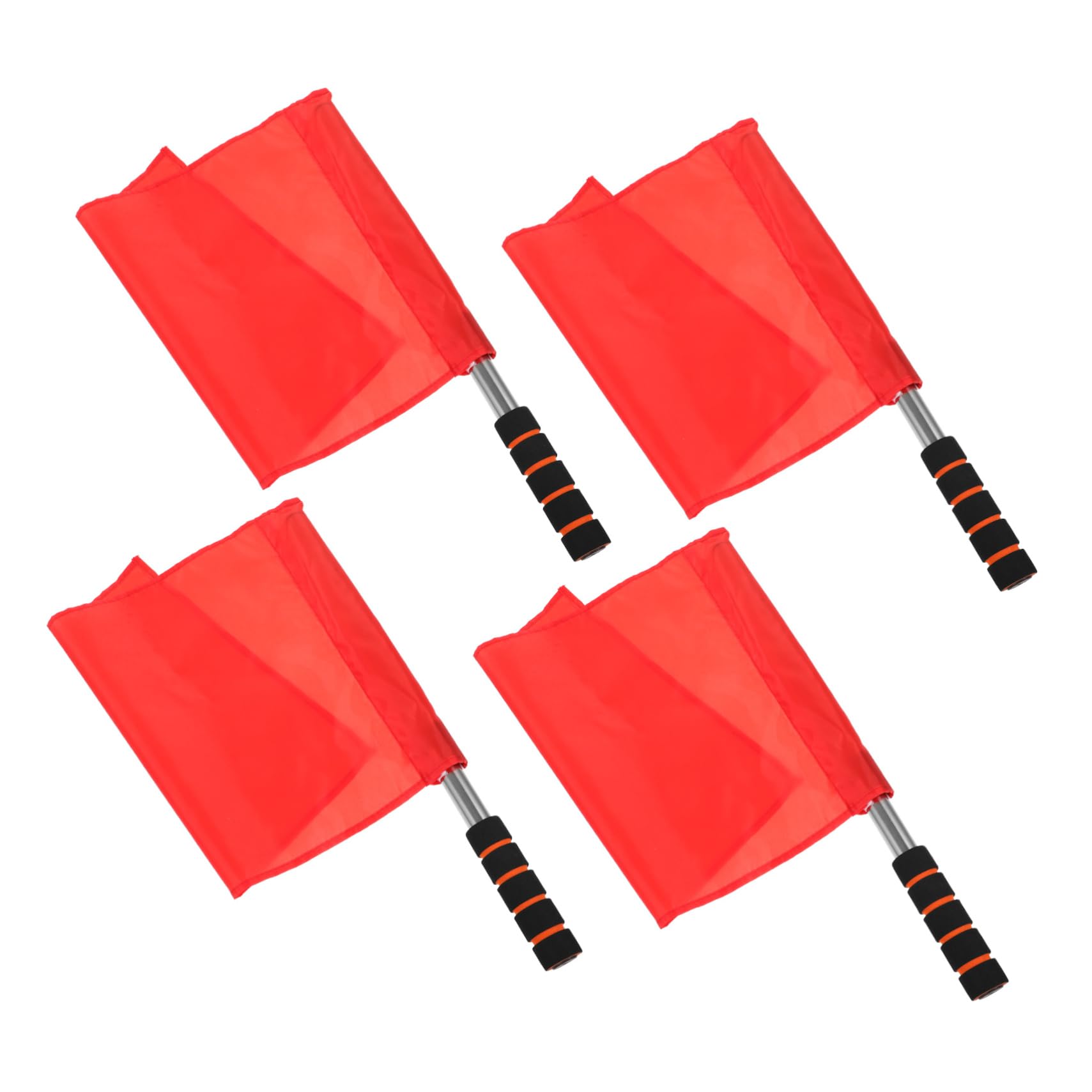 DECOMELODY Relay Flags 4pcs Red Stainless Steel Pole Referee Flags Match Referee Flag Hand Signal