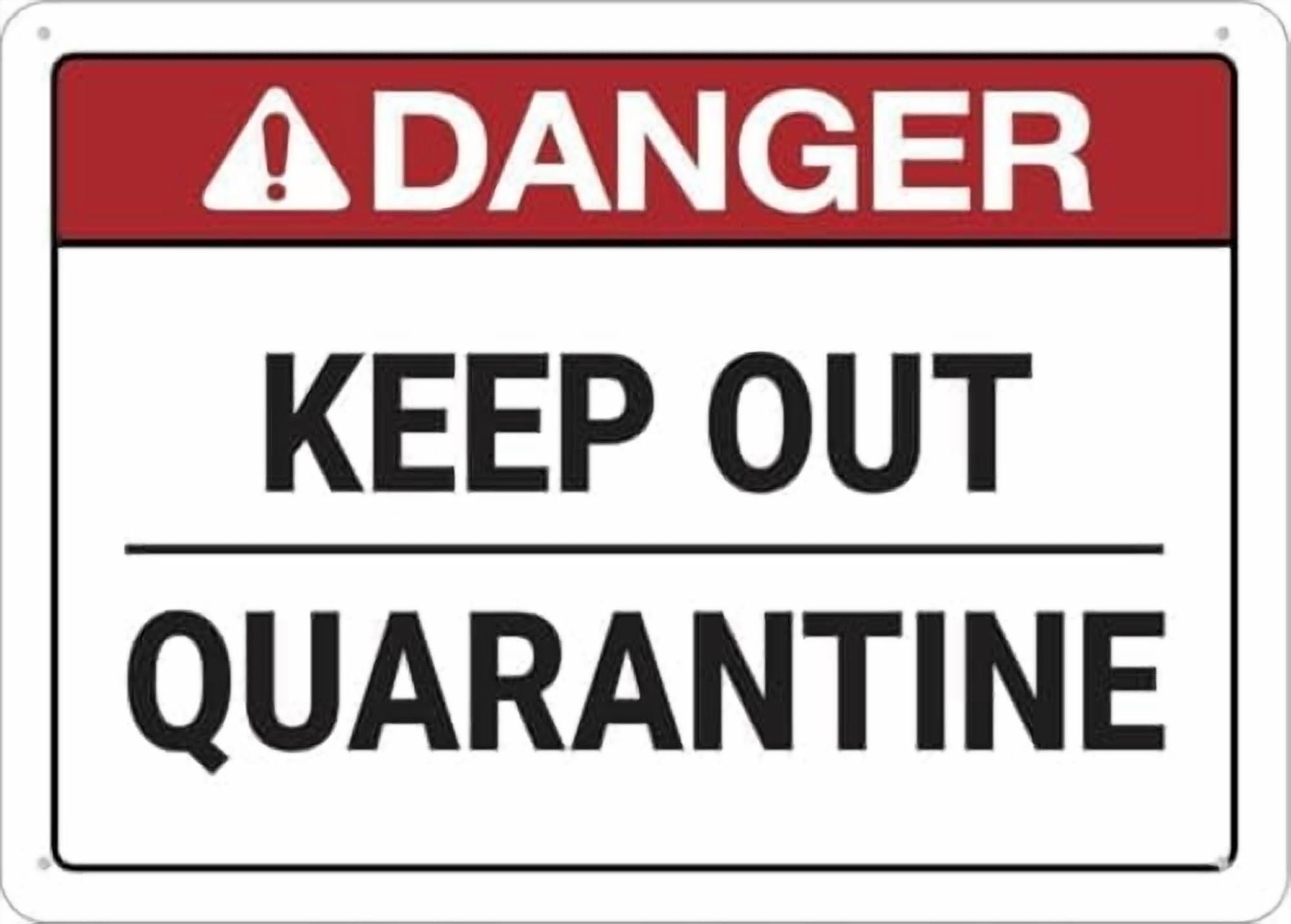 (2-Pack) Metal Tin Sign Warning Sign - Danger Keep Out Quarantine, Rust Free Sign, Easy to Mount, Weather Resistant, for Fence, 12X8 Inch