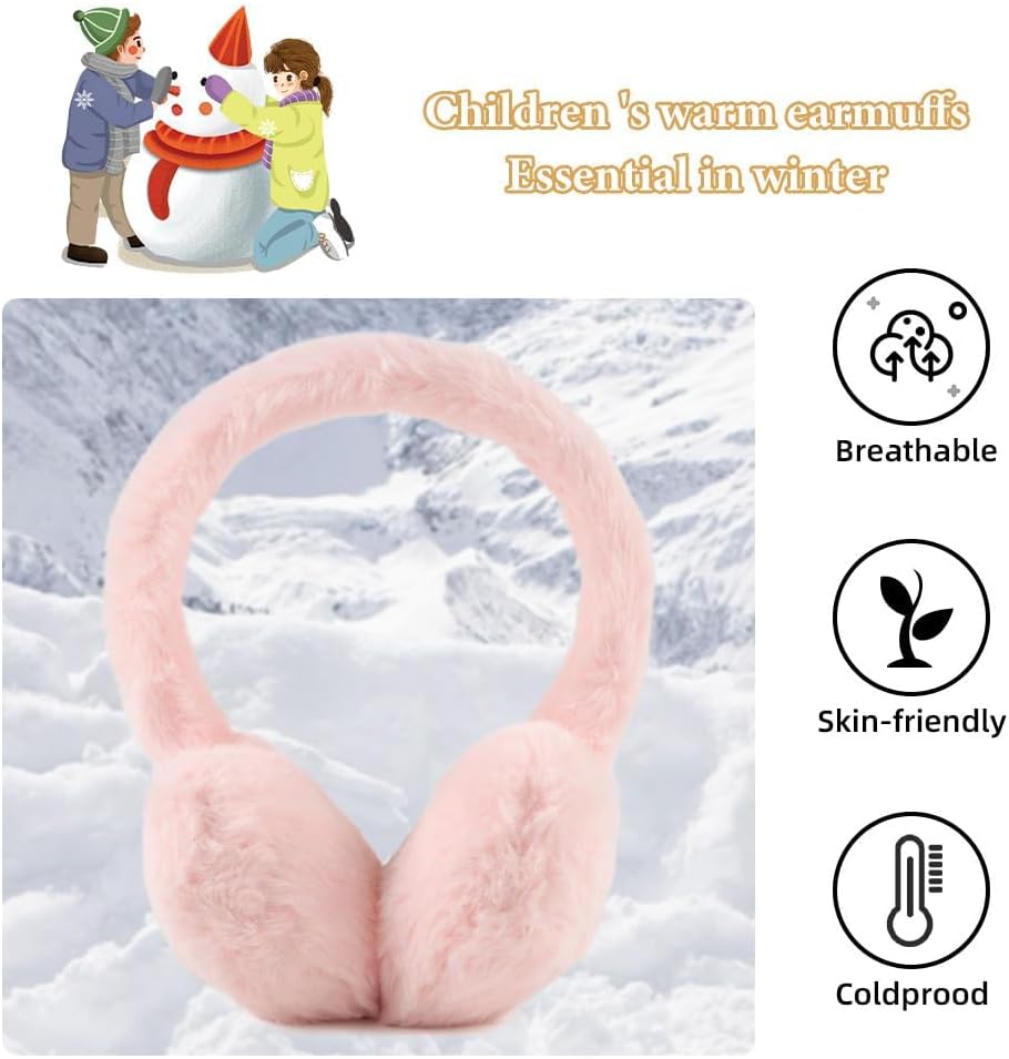 Yuoahcn Toddler Kids Winter Earmuffs Girl Warm Ear Muffs Baby Girls Plush Ear Warmers Cute Ear Covers Headband 3-8Y - Image 3