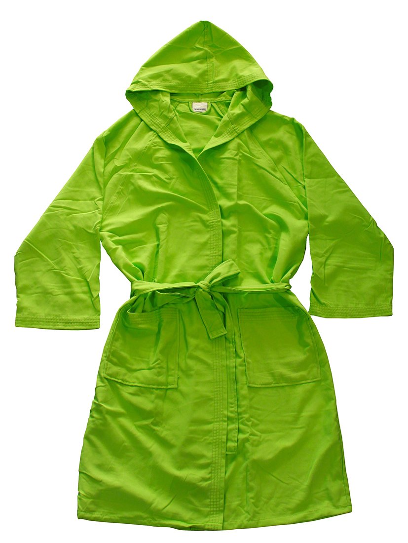 Bassetti Time - Albornoz de microfibra para hombre y mujer, con capucha, talla S - M - L - XL (M - 46 / 48, verde - 1258)