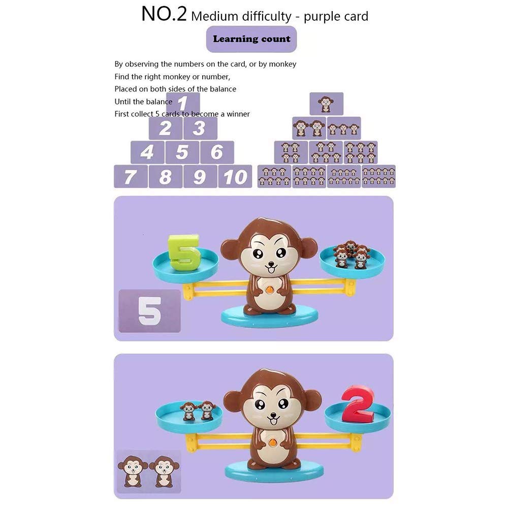 Queta Giochi Conteggio Bilancia, Montessori Bilancia per Bambini Gioco Educativo per Sviluppare Intelligenza e Coordinazione Occhio-Mano(Set di 60 Pezzi)