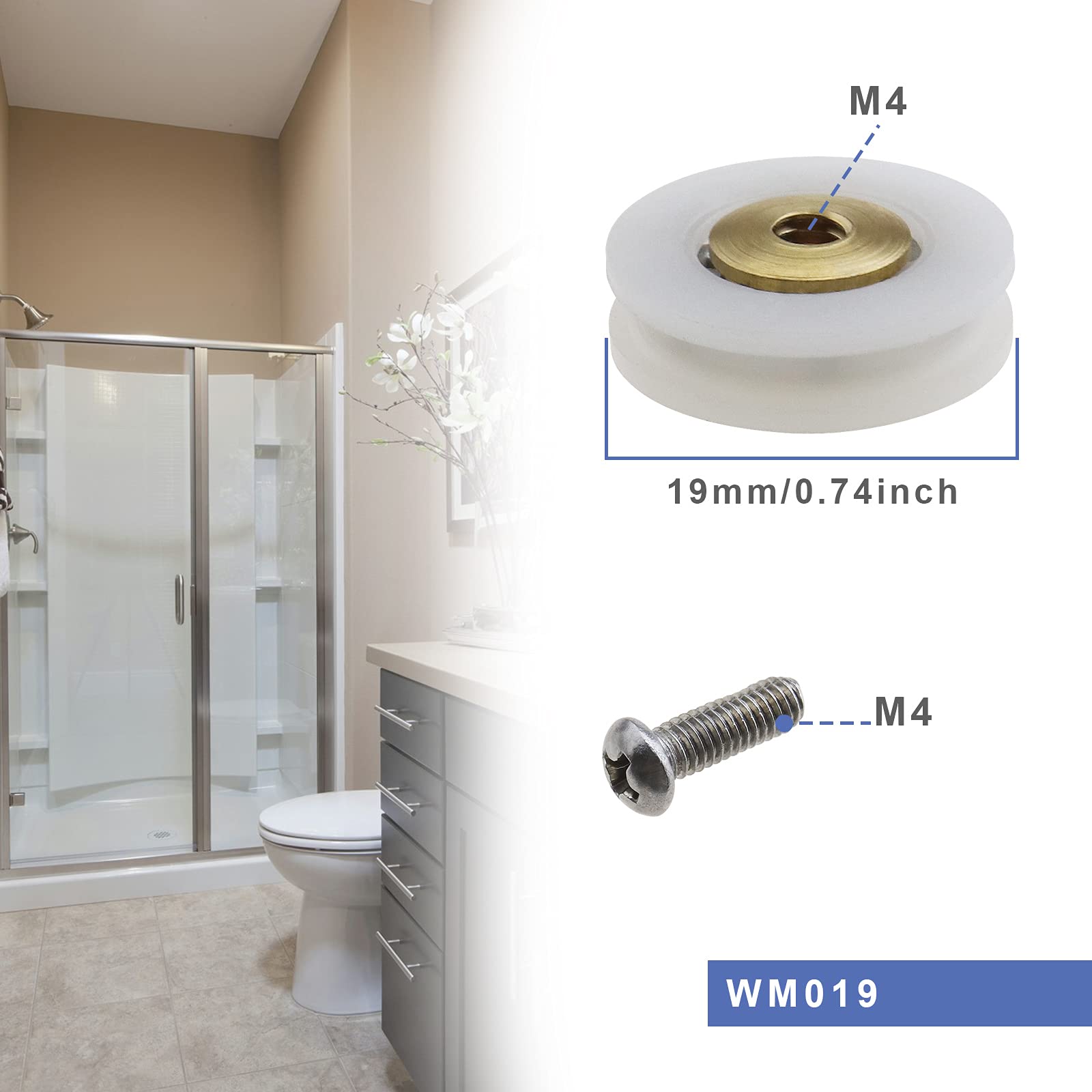 Roulettes Doubles pour Porte de Douche Roulettes pour Porte de Douche Roulettes Coulissantes