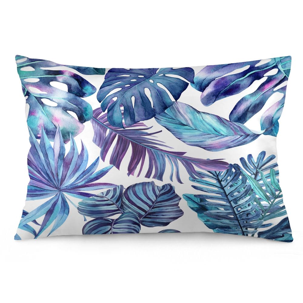 Easternproject Summer Farmhouse King Pillowcases 20x36 Inch Tropical Palm Leaves Bed Pillow Case Plant Jungle Banana Leaf Soft Lumbar Throw Pillow Covers