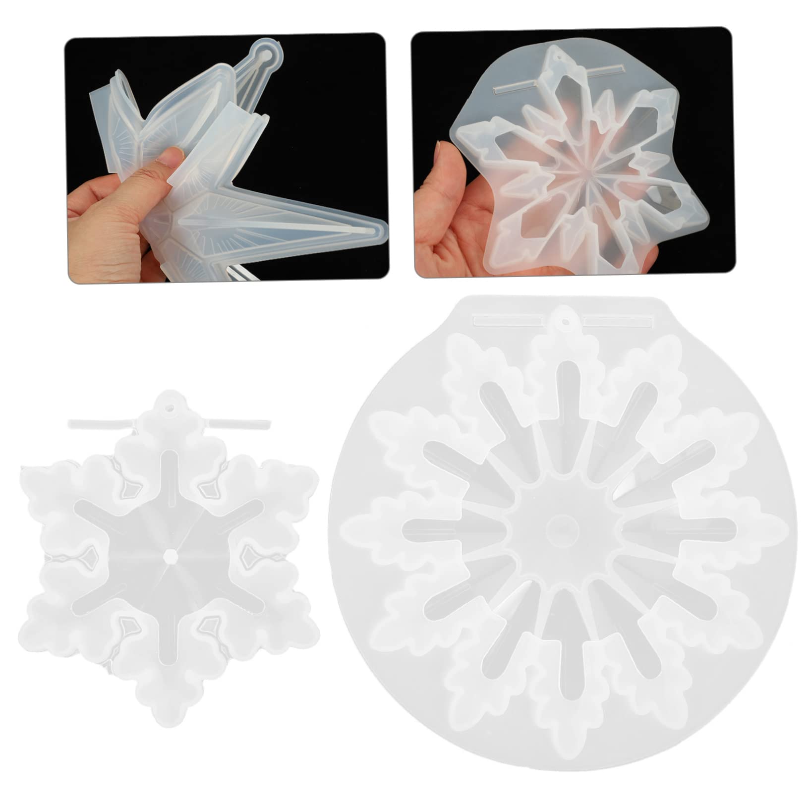 SHINEOFI 8 Pièces Moule De Flocon De Neige en Résine Moule D'ornement De Flocon De Neige Moules à De Noël De Para Gélatine Accessoire De Bricolage Décor De Noël Blanche Gel De Silice