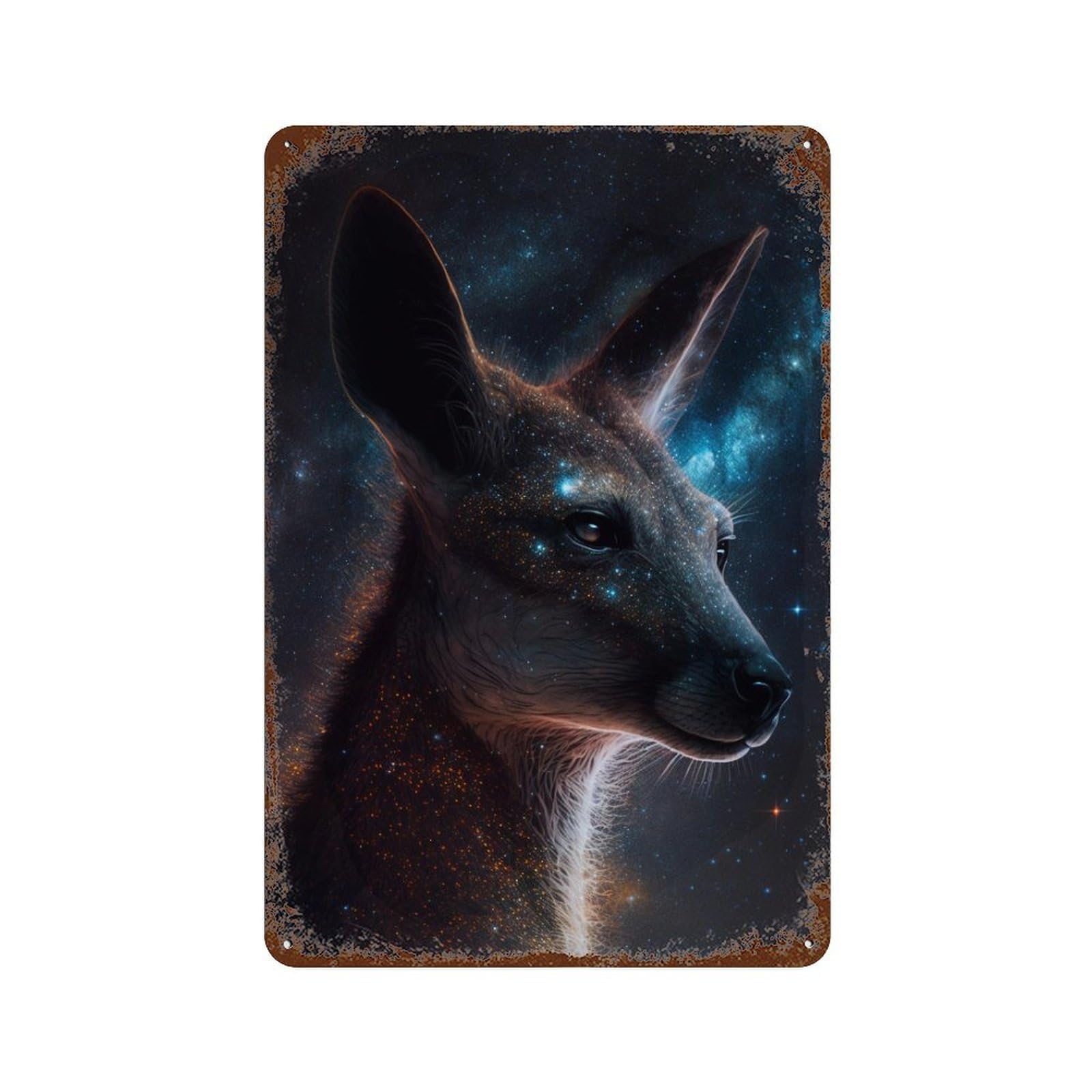 Galactic Fox Portrait Rust Effect Tin Sign 11.8"x7.9", Farmhouse Wall Decor for Living Room, Hallway And Home Decor