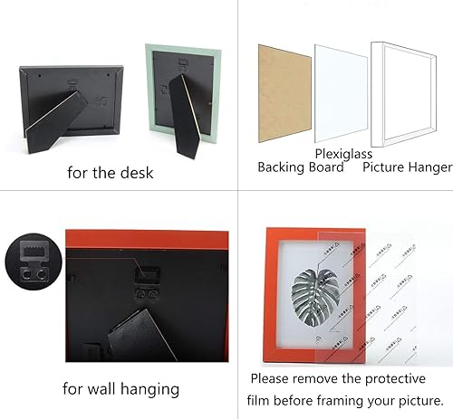 Miniatura 5 de Marco para fotos de 3.5 x 5 pulgadas, marco negro de MDF, paquete de 2 unidades para mesa y pared